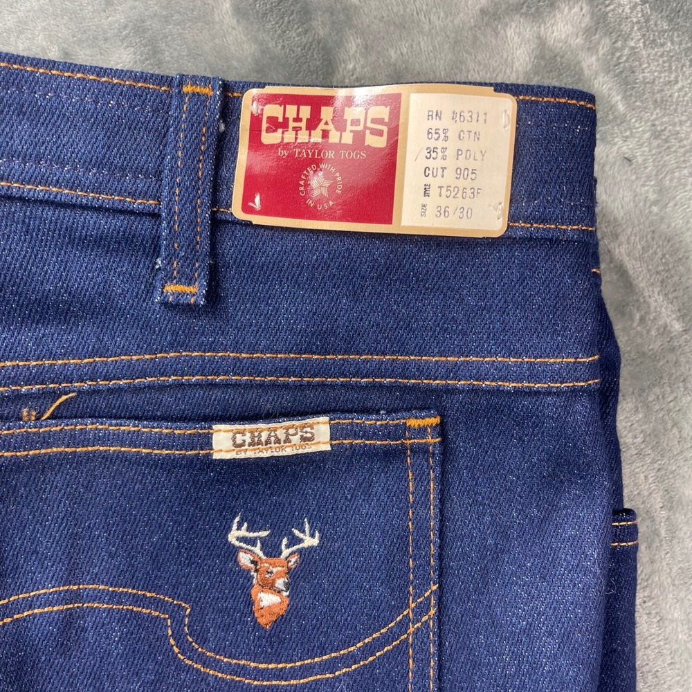 NWT Chaps by Taylor Togs Expand-A-Waist Stretch Jeans Blue 36x30 Made in USA - Picture 4 of 11
